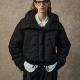 Famecoco Black Short Hooded Down Jacket
