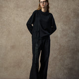 Famecoco Wool-Blend Mock Neck Patchwork Sweater