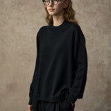 Famecoco Wool-Blend Mock Neck Patchwork Sweater