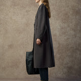 Famecoco 100% Merino Wool Tailored A-Line Belted Coat