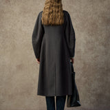 Famecoco 100% Merino Wool Tailored A-Line Belted Coat