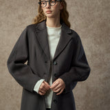 Famecoco 100% Merino Wool Tailored A-Line Belted Coat