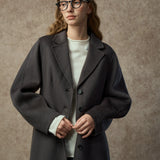Famecoco 100% Merino Wool Tailored A-Line Belted Coat
