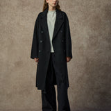 Famecoco Classic Double-Breasted Wool Long Coat