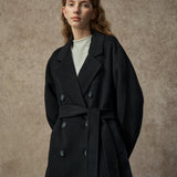 Famecoco Classic Double-Breasted Wool Long Coat