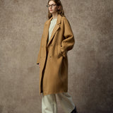 Famecoco Classic Double-Breasted Wool Long Coat