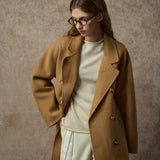 Famecoco Classic Double-Breasted Wool Long Coat