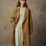 Famecoco Classic Double-Breasted Wool Long Coat