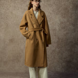 Famecoco Classic Double-Breasted Wool Long Coat