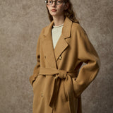 Famecoco Classic Double-Breasted Wool Long Coat