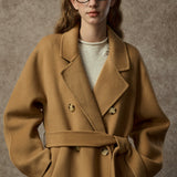 Famecoco Classic Double-Breasted Wool Long Coat