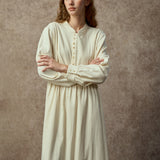 Famecoco Vintage Shirt Collat Midi Dress
