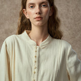 Famecoco Vintage Shirt Collat Midi Dress
