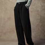 Famecoco Minimalist Textured Straight-Leg Knit Pants