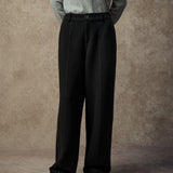 Famecoco Minimalist Textured Straight-Leg Knit Pants
