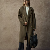 Famecoco Classic Double-Breasted Wool Long Coat