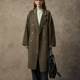 Famecoco Classic Double-Breasted Wool Long Coat