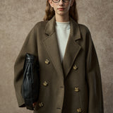 Famecoco Classic Double-Breasted Wool Long Coat