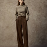 Famecoco Tailored Straight-Leg Pants with Button Waist