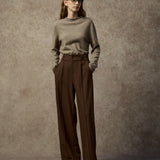 Famecoco Tailored Straight-Leg Pants with Button Waist