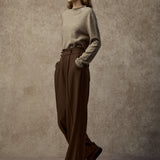 Famecoco Tailored Straight-Leg Pants with Button Waist