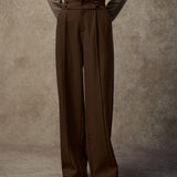 Famecoco Tailored Straight-Leg Pants with Button Waist