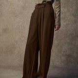 Famecoco Tailored Straight-Leg Pants with Button Waist