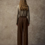 Famecoco Tailored Straight-Leg Pants with Button Waist