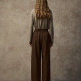 Famecoco Tailored Straight-Leg Pants with Button Waist