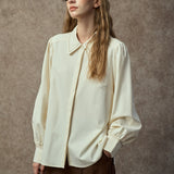 Famecoco Classic Embroidered Lantern Sleeve Blouse