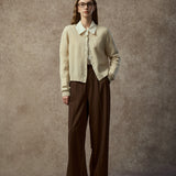 Famecoco Cashmere Blend Cardigan with Shell Buttons