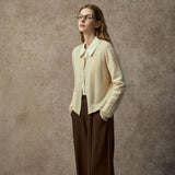 Famecoco Cashmere Blend Cardigan with Shell Buttons