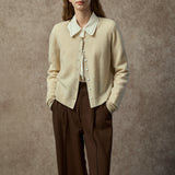 Famecoco Cashmere Blend Cardigan with Shell Buttons