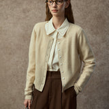 Famecoco Cashmere Blend Cardigan with Shell Buttons