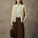 Famecoco Cashmere Blend Cardigan with Shell Buttons