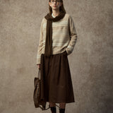 Famecoco Vintage Jacquard Wool Blend Pullover Sweater