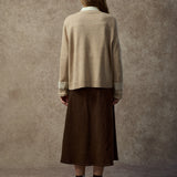 Famecoco Vintage Jacquard Wool Blend Pullover Sweater