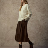Famecoco Classic Cotton A-Line Midi Skirt