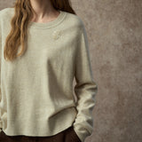Famecoco Soft Wool Blend Pullover with Bead Detail