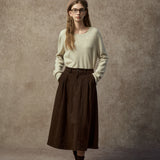 Famecoco Classic Cotton A-Line Midi Skirt