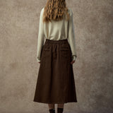 Famecoco Classic Cotton A-Line Midi Skirt