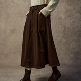 Famecoco Classic Cotton A-Line Midi Skirt