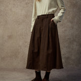 Famecoco Classic Cotton A-Line Midi Skirt
