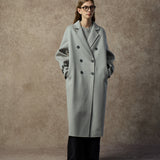Famecoco Double-Face 100% Wool Long Coat with Contrast Cuffs