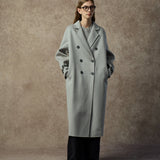 Famecoco Double-Face 100% Wool Long Coat with Contrast Cuffs