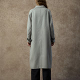 Famecoco Double-Face 100% Wool Long Coat with Contrast Cuffs