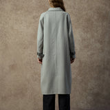 Famecoco Double-Face 100% Wool Long Coat with Contrast Cuffs