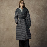 Famecoco Ultra-Light Long Belted Hooded Down Coat