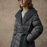 Famecoco Ultra-Light Long Belted Hooded Down Coat