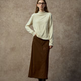 Famecoco Embroidered Straight-Cut Cotton Maxi Skirt